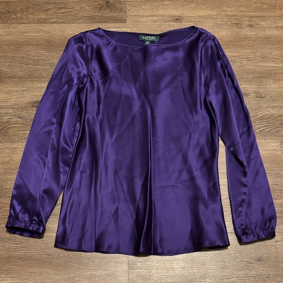 nwt women’s purple silk ralph lauren blouse - Picture 1 of 4